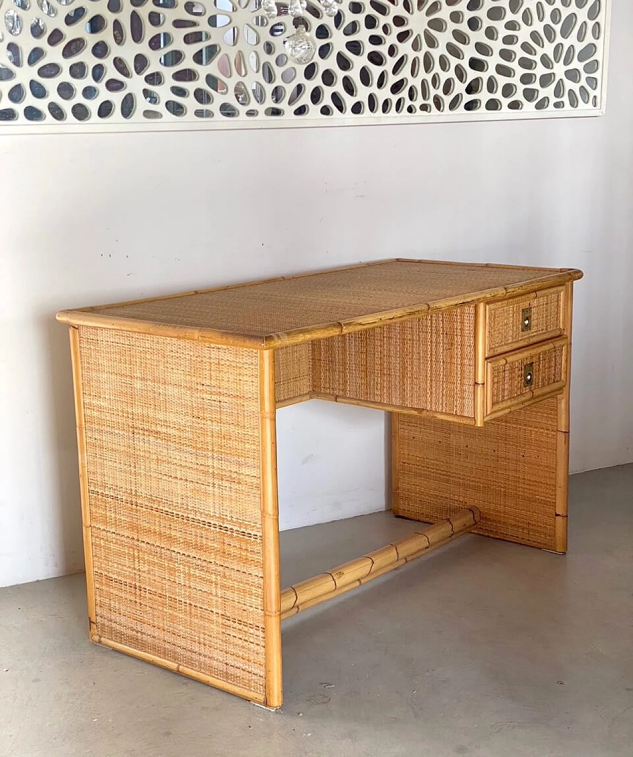Bamboo and wicker desk by Dal Vera, 1970s 1360694