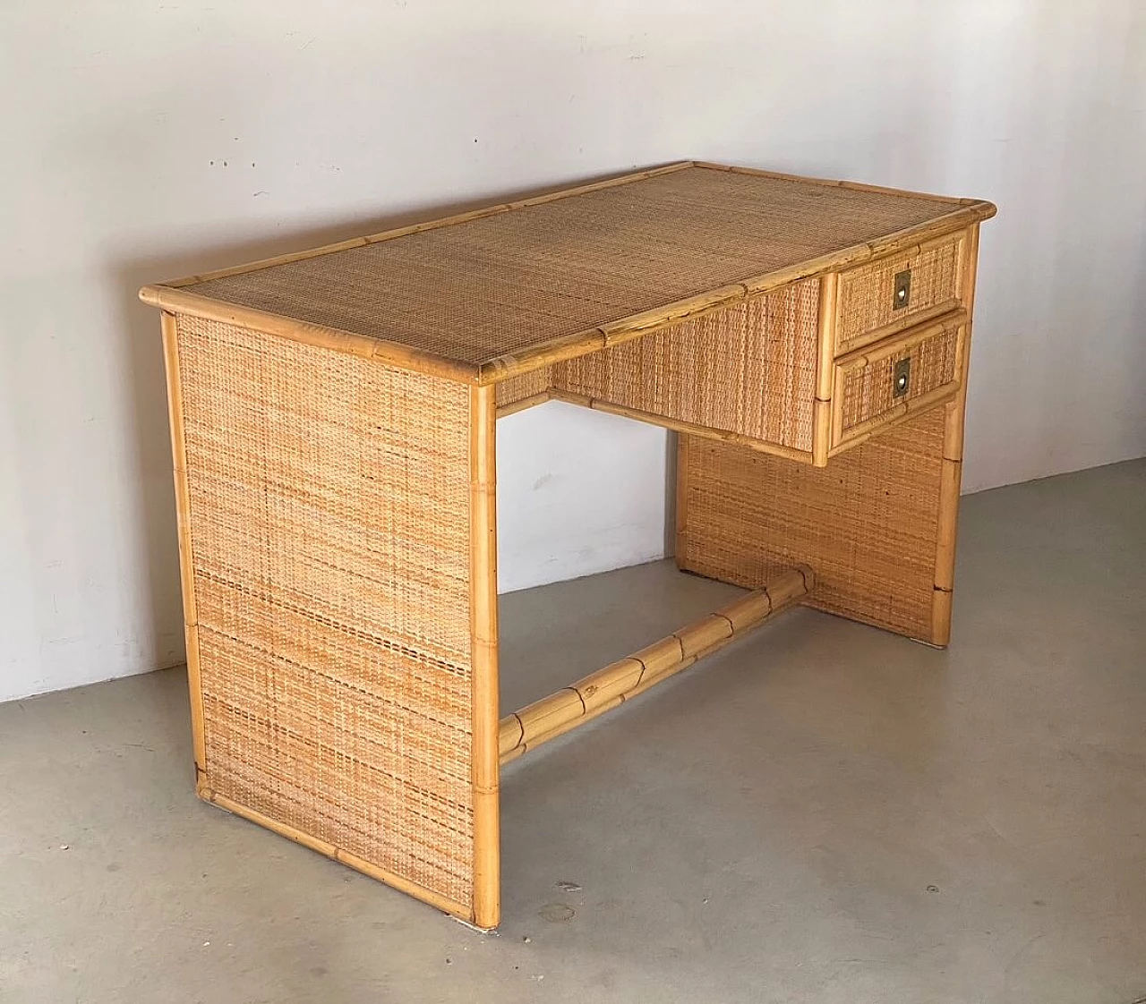 Bamboo and wicker desk by Dal Vera, 1970s 1360695
