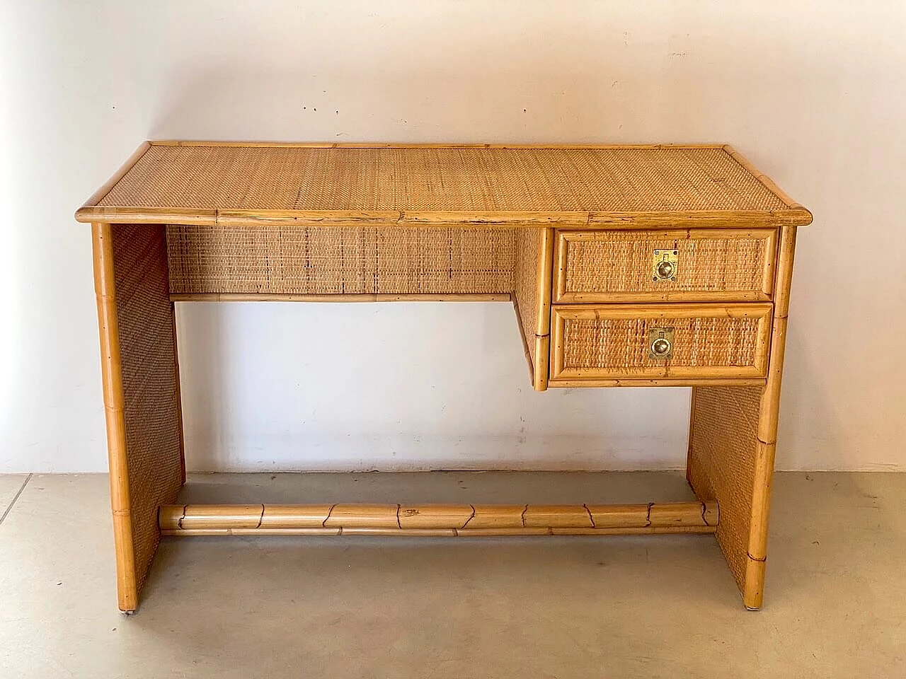 Bamboo and wicker desk by Dal Vera, 1970s 1360697