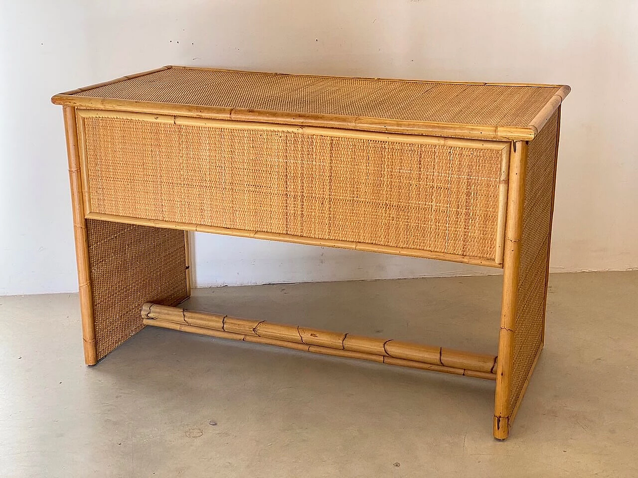 Bamboo and wicker desk by Dal Vera, 1970s 1360698