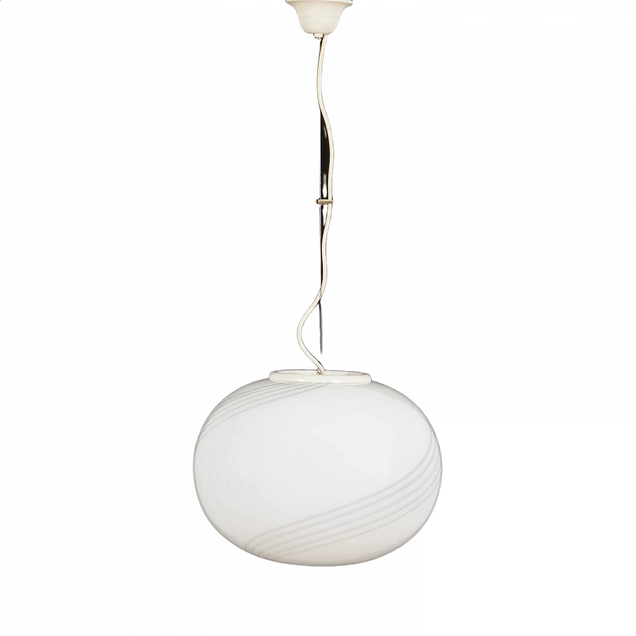 Sphere pendant lamp in the style of Venini in Murano glass and steel, 70s 1360705