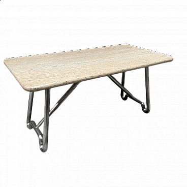 Table in tubular steel and marble, 70s