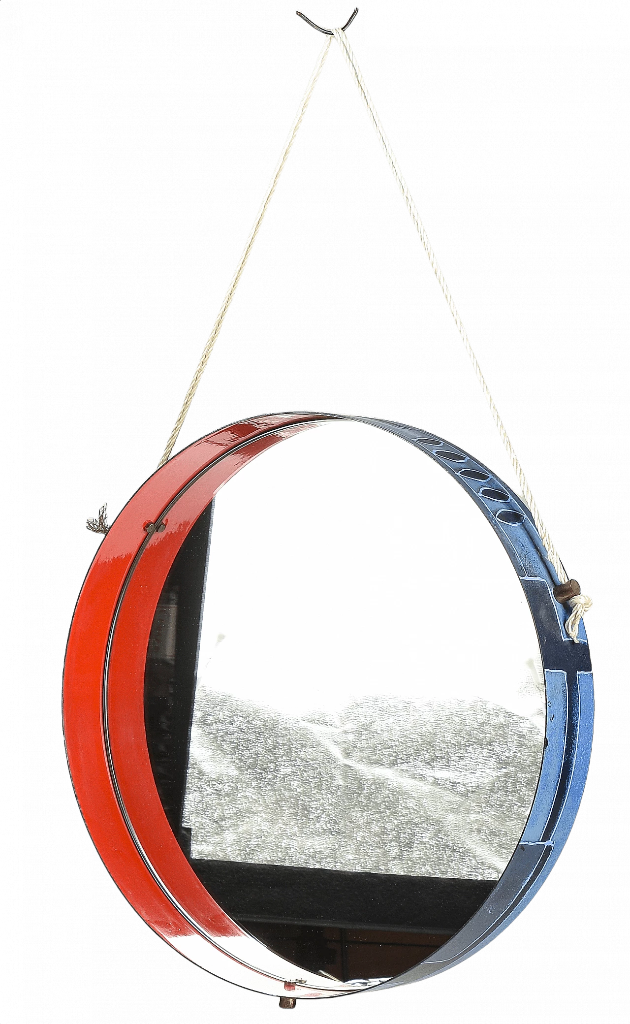 Round mirror with enameled frame, 70s 1360755