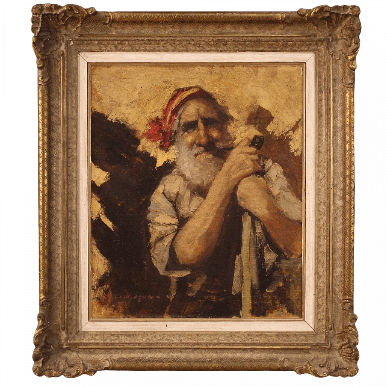 Ritratto di montanaro, dipinto a olio su tela 1360792