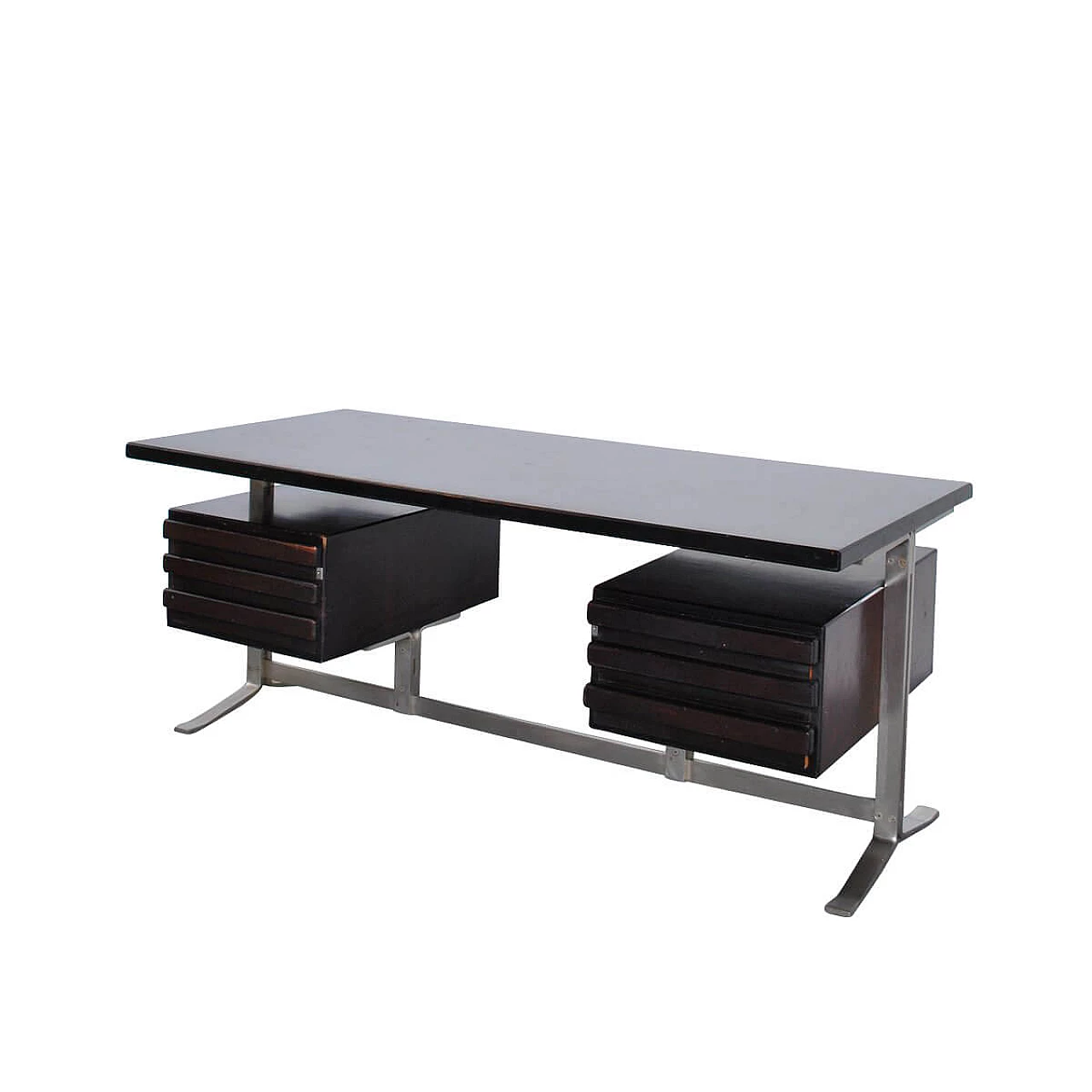 Desk with drawers in rosewood and steel by Gianni Moscatelli for Formanova, 70s 1360836