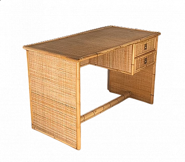 Bamboo and wicker desk by Dal Vera, 1970s