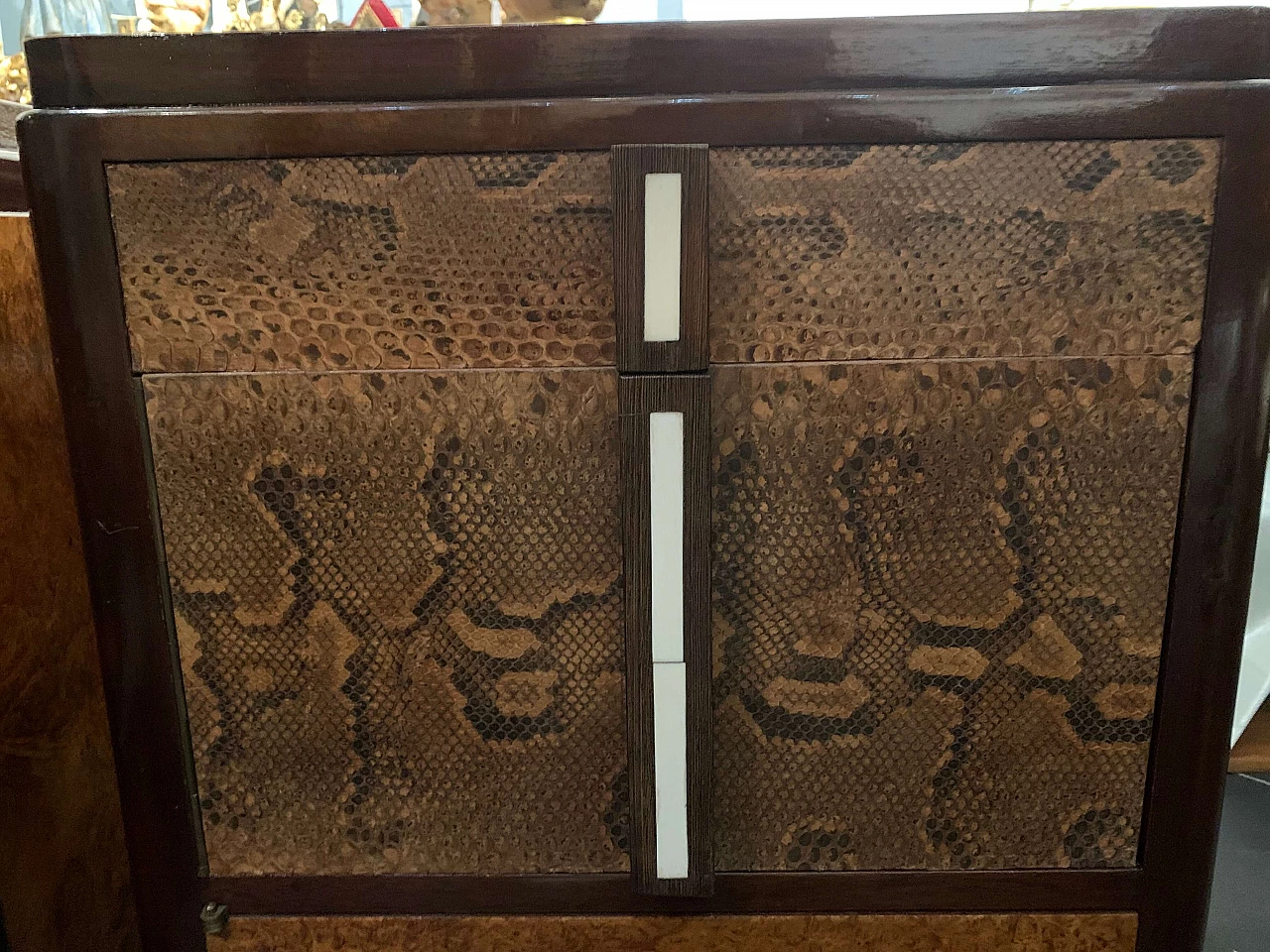 Pair of French Art Deco nightstands with python leather, 1930s 1360845