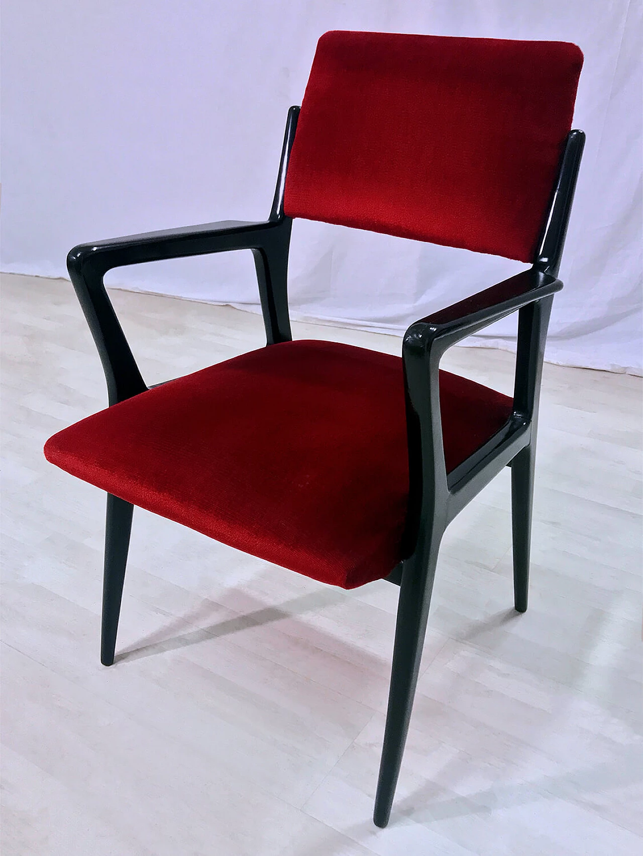 Pair of red velvet armchairs, 1950s 1361195