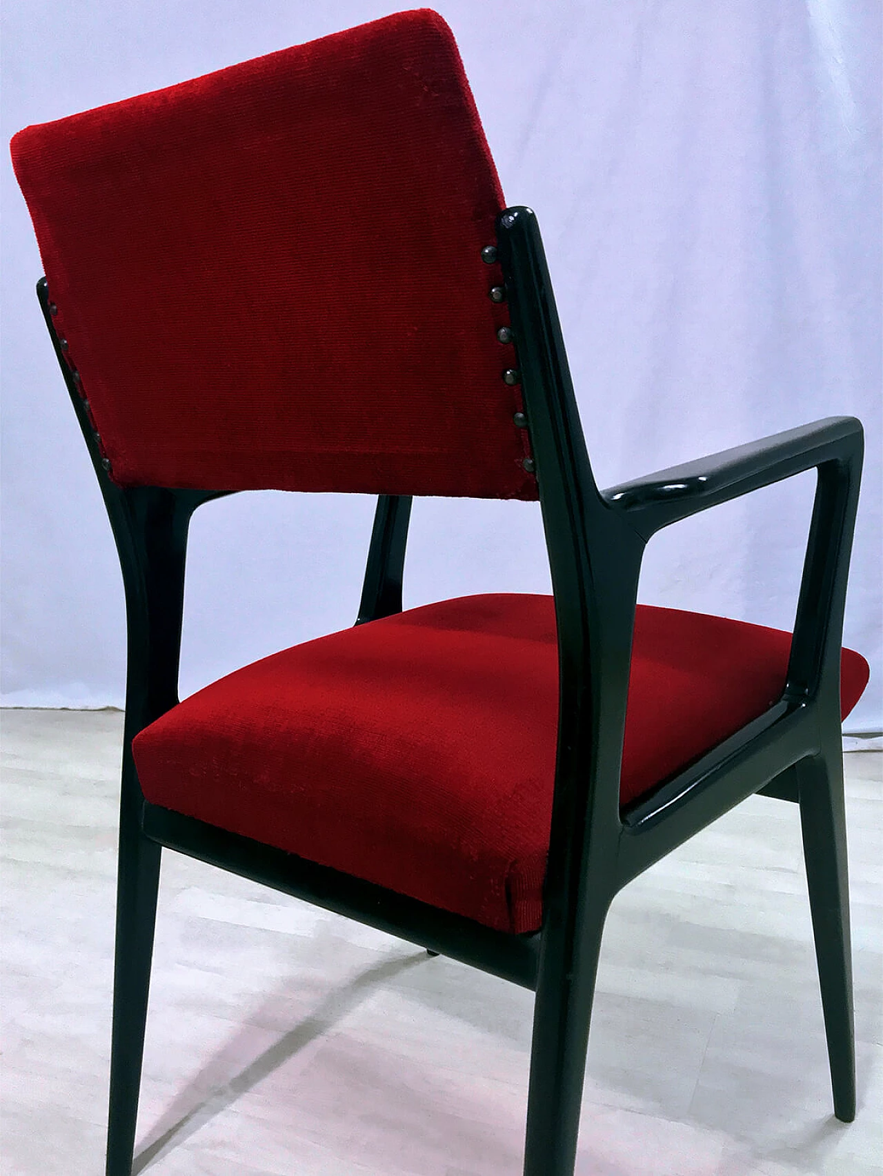 Pair of red velvet armchairs, 1950s 1361198