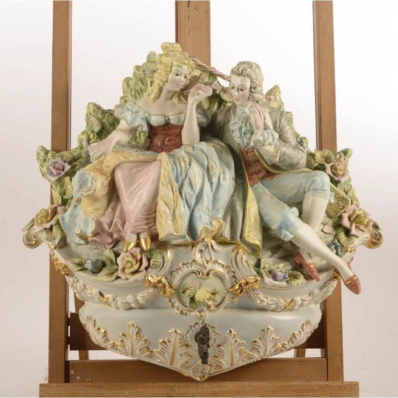 Sculptural group depicting two lovers in 18th century ceramic costumes 1361355