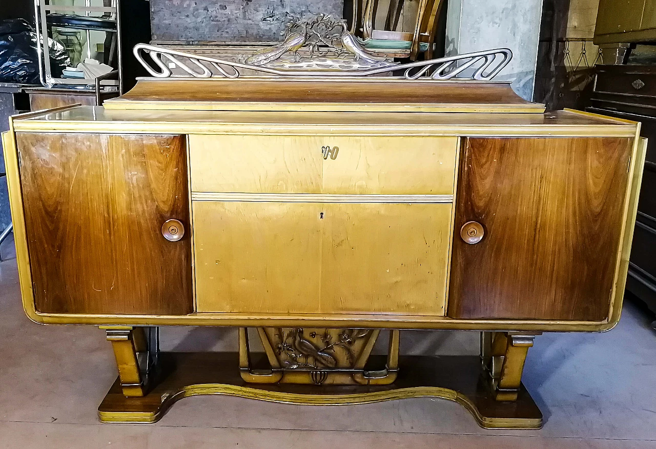 Art Deco sideboard with bar cabinet in walnut and maple, 20s 1361374