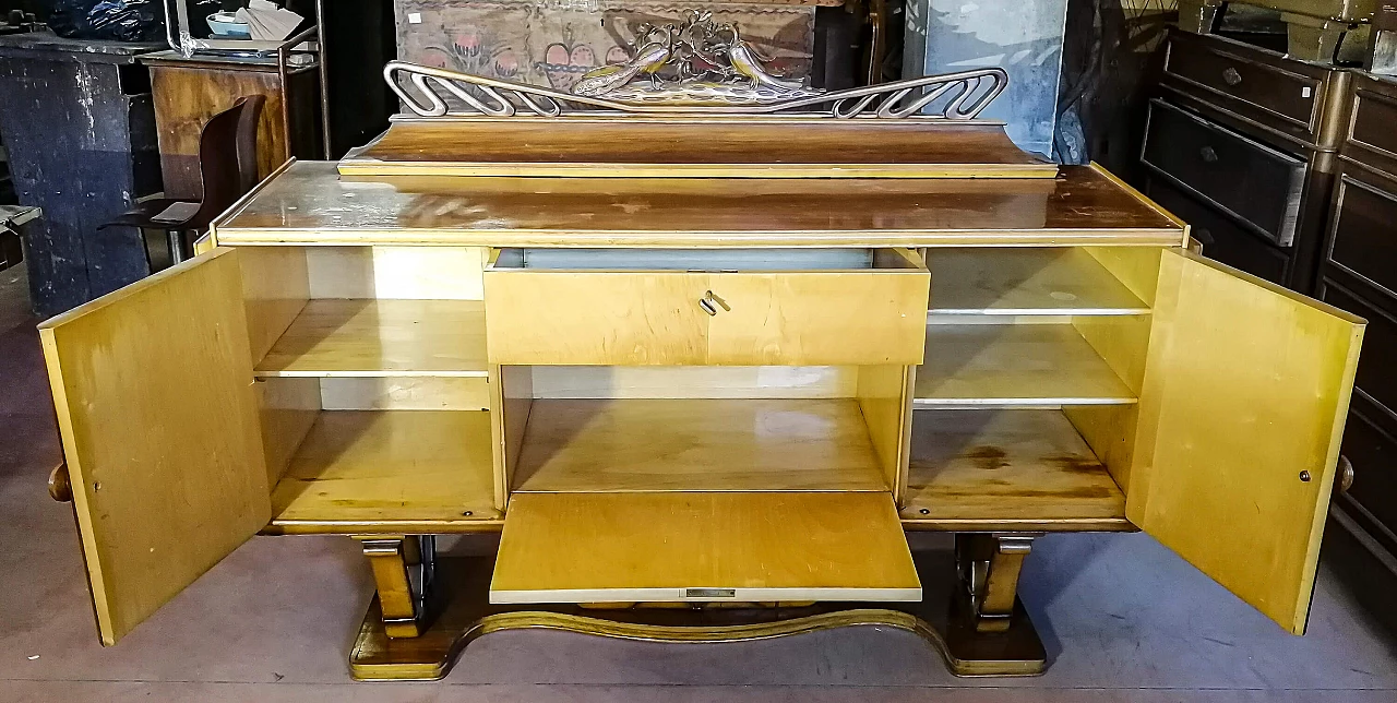 Art Deco sideboard with bar cabinet in walnut and maple, 20s 1361375