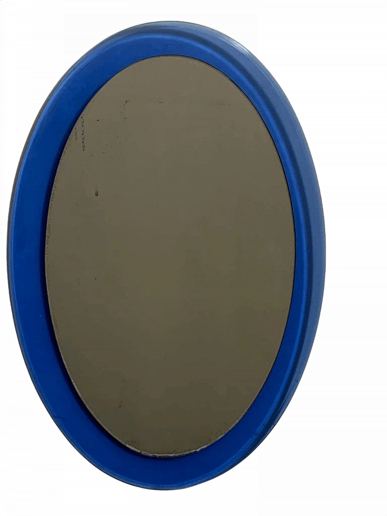 Specchio ovale con cornice in vetro blu, anni '60 1361382