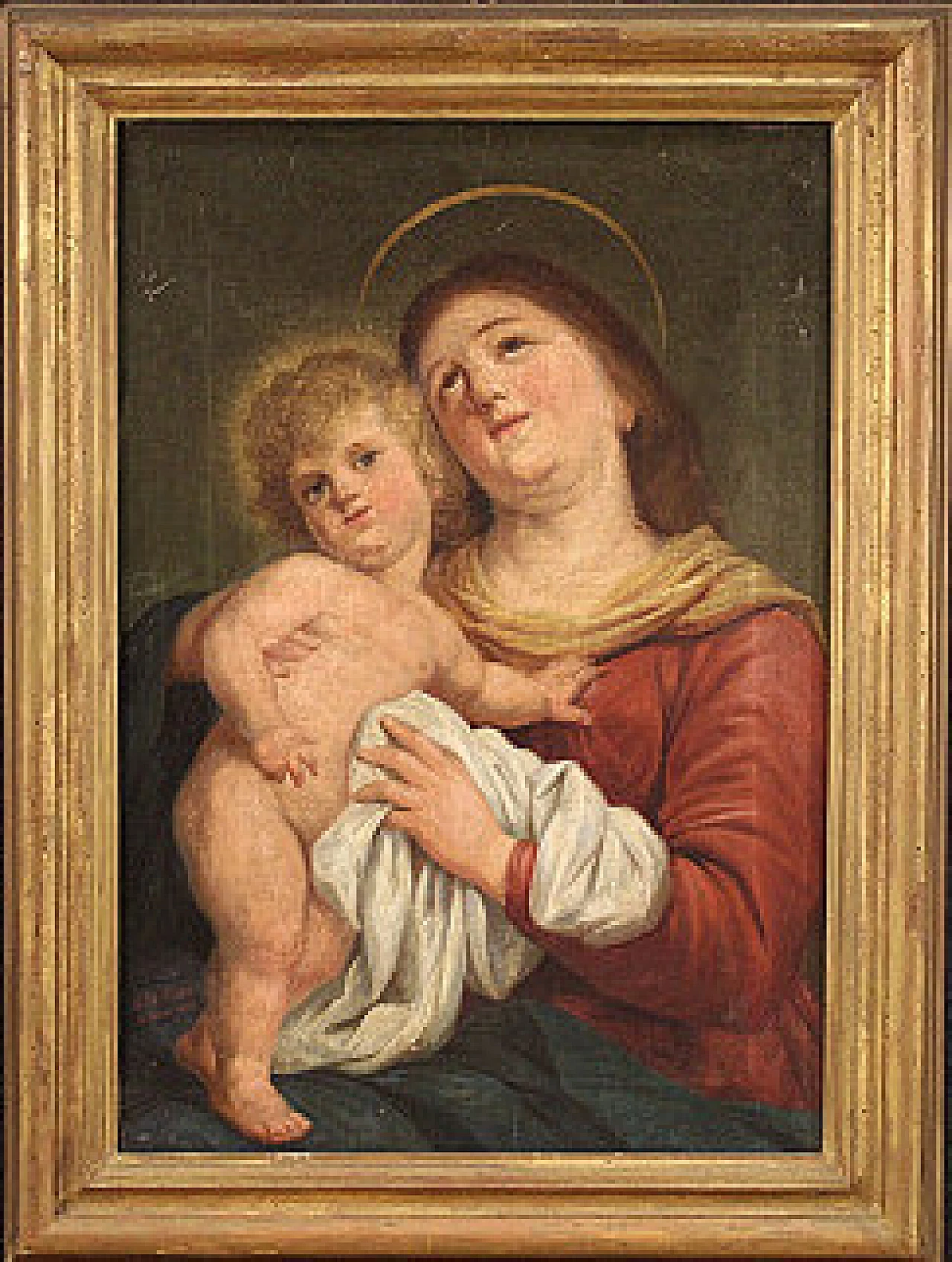 Madonna con bambino, dipinto italiano olio su tela, 1892 1361430