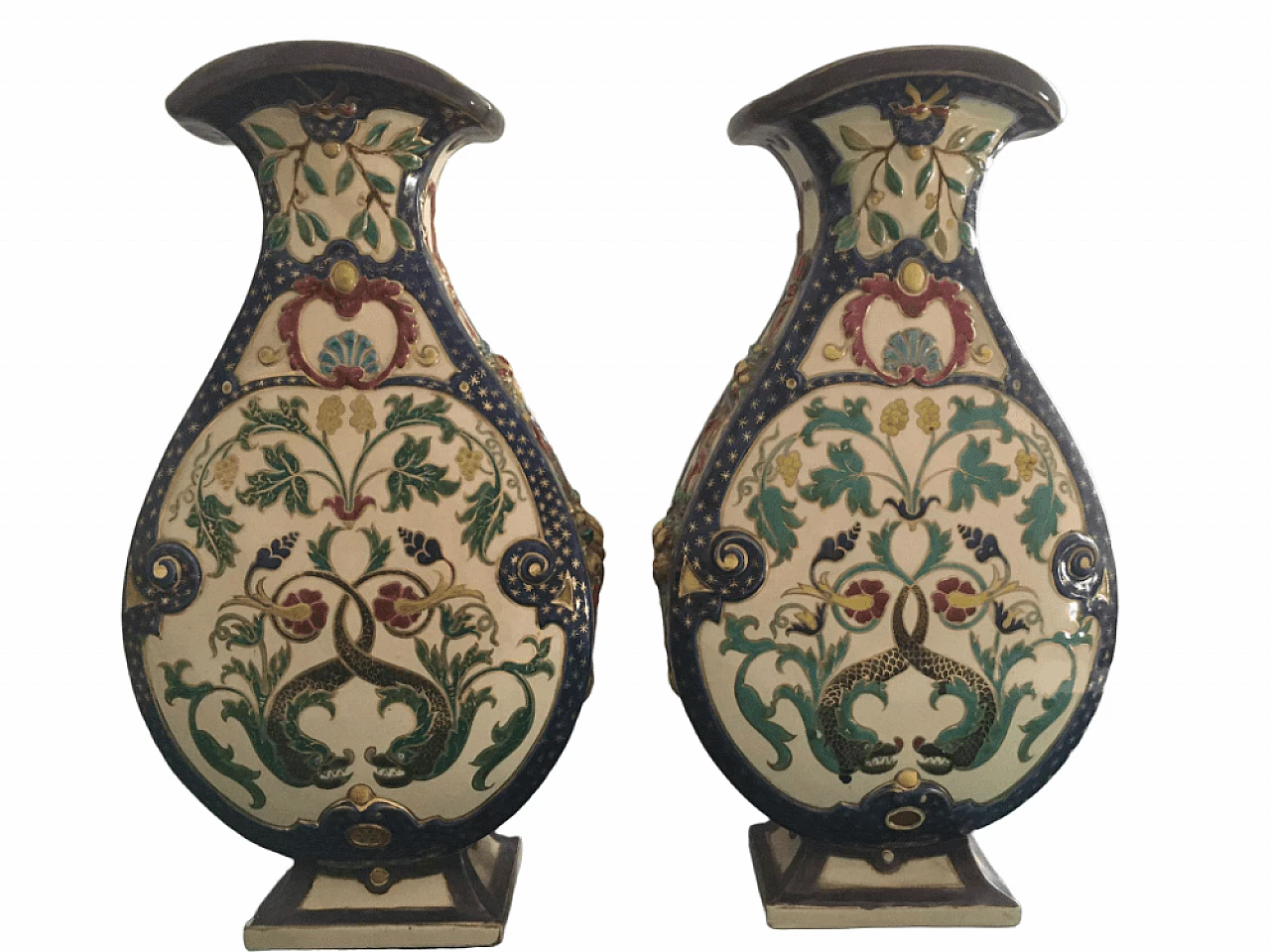 Pair of Schütz Brothers ceramic vases, 19th century 1362405