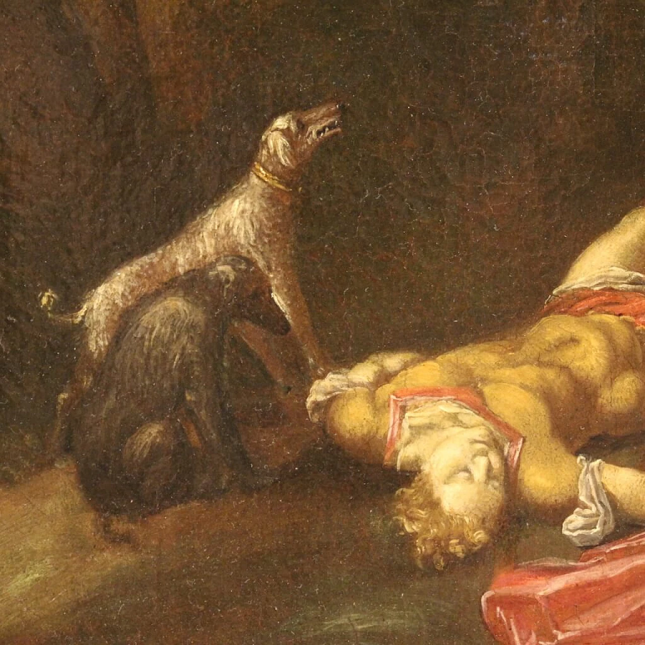 La morte di Adone, dipinto italiano olio su tela, '600 1362577