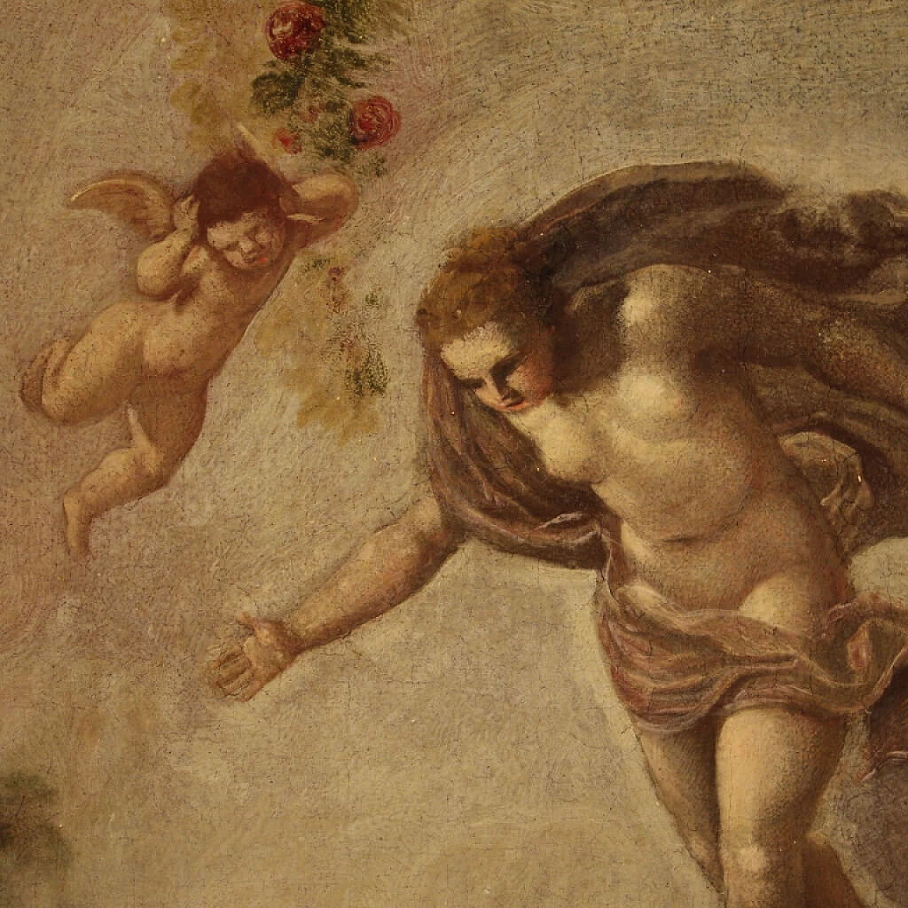 La morte di Adone, dipinto italiano olio su tela, '600 1362578