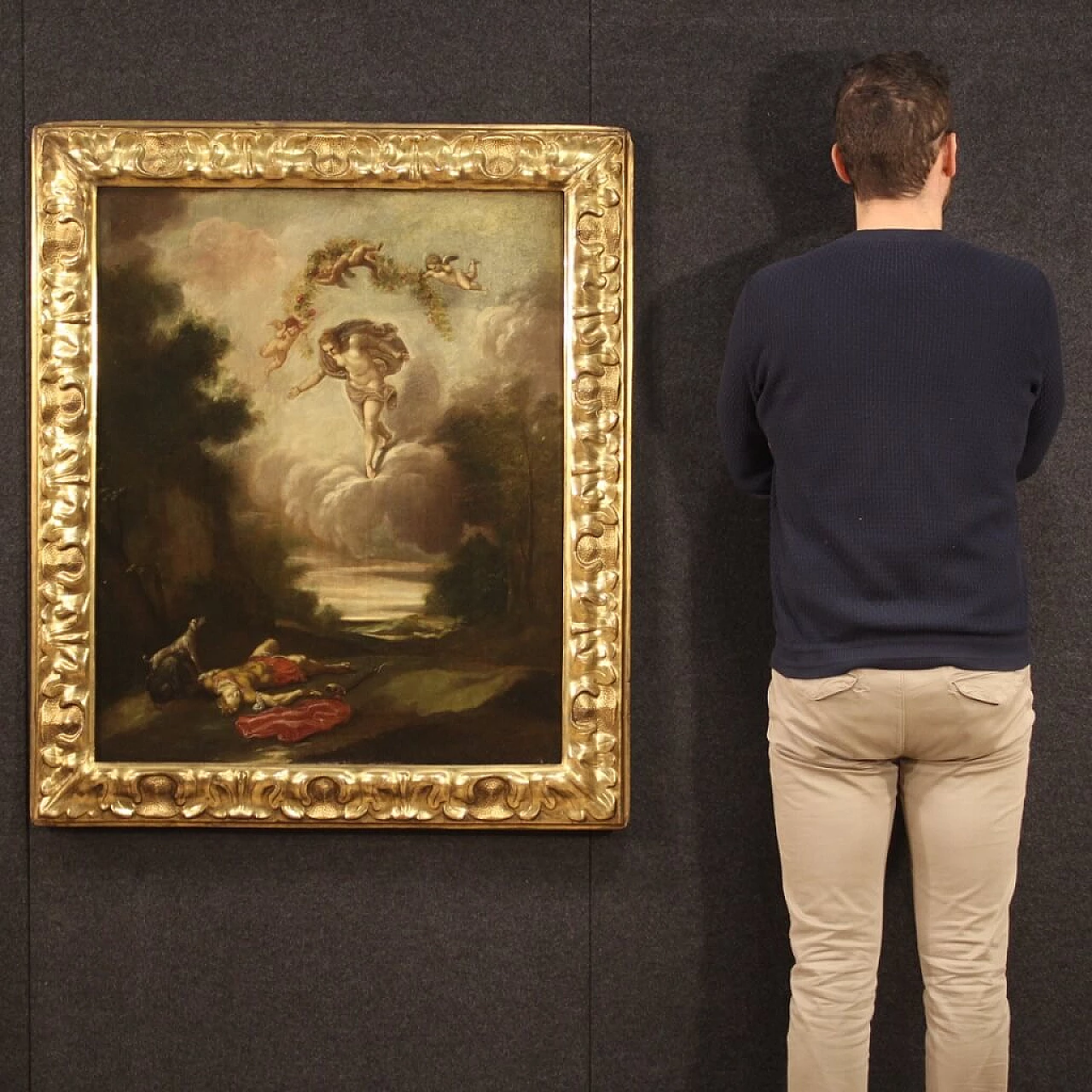 La morte di Adone, dipinto italiano olio su tela, '600 1362581