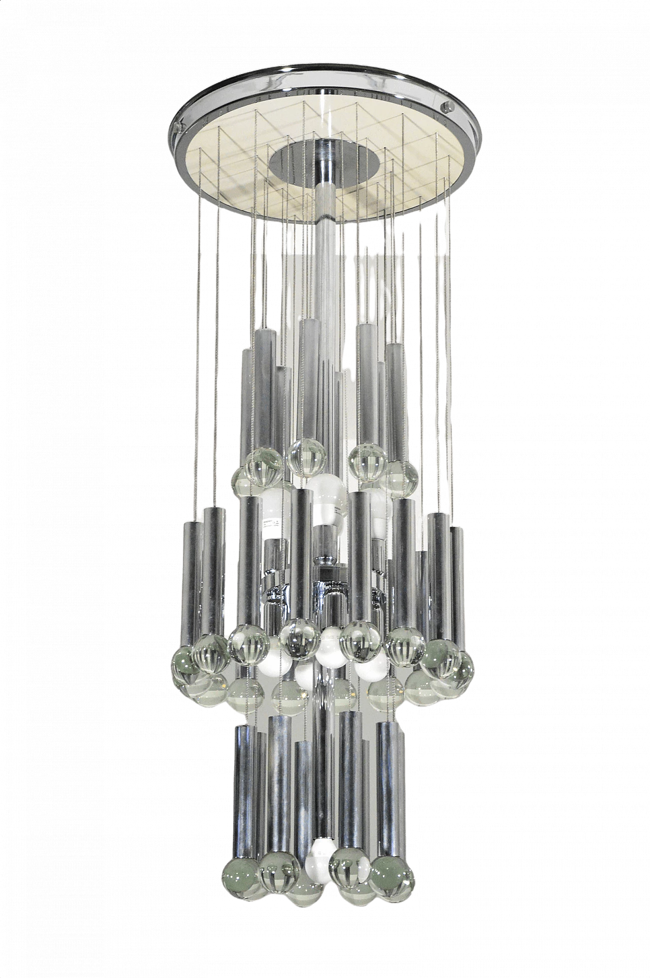 Chromed metal chandelier by Gaetano Sciolari, 1970s 1362583