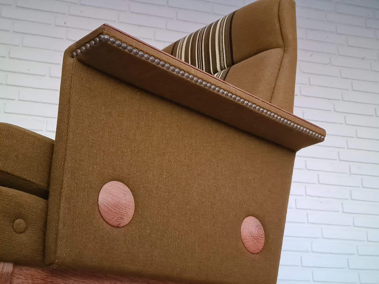 Pair of Danish oak and wool armchairs, 1970s 1363098