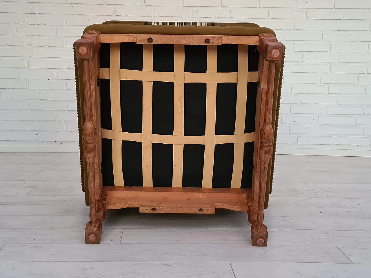 Pair of Danish oak and wool armchairs, 1970s 1363099