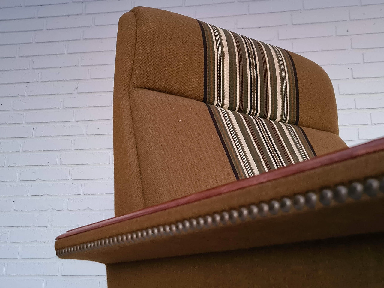 Pair of Danish oak and wool armchairs, 1970s 1363101