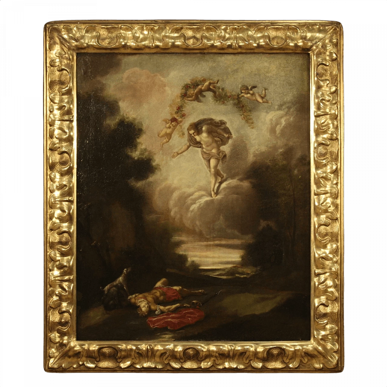 La morte di Adone, dipinto italiano olio su tela, '600 1363187