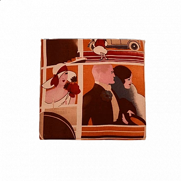 Cushion in foam covered with printed fabric, 40s