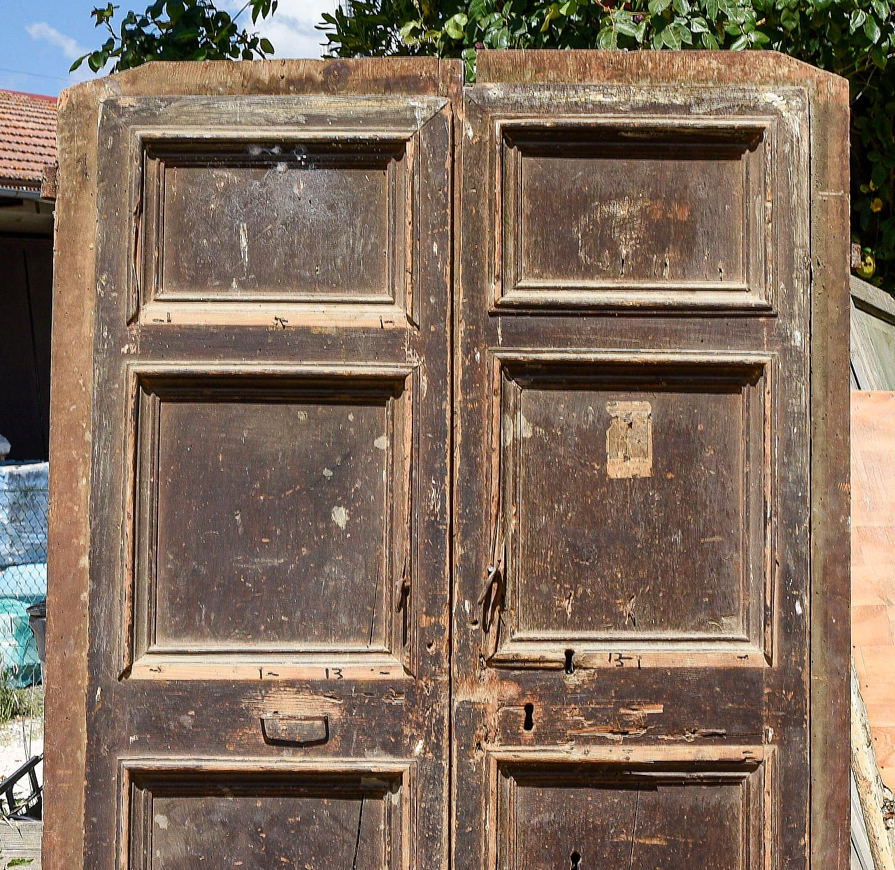 Two leaf door with 4 panels in spruce, 16th century 1363196