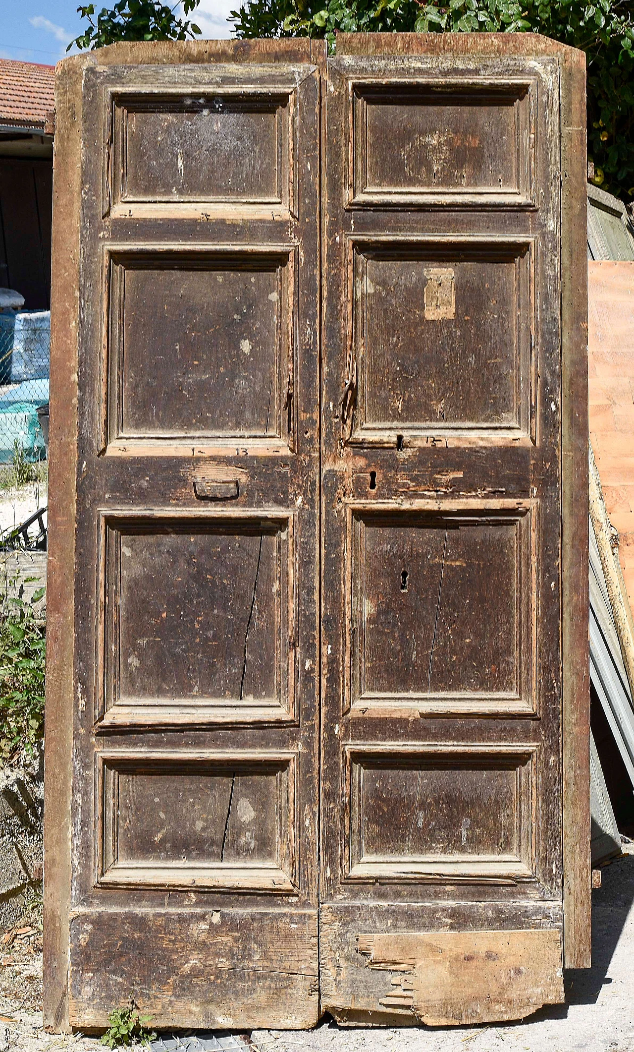 Two leaf door with 4 panels in spruce, 16th century 1363197