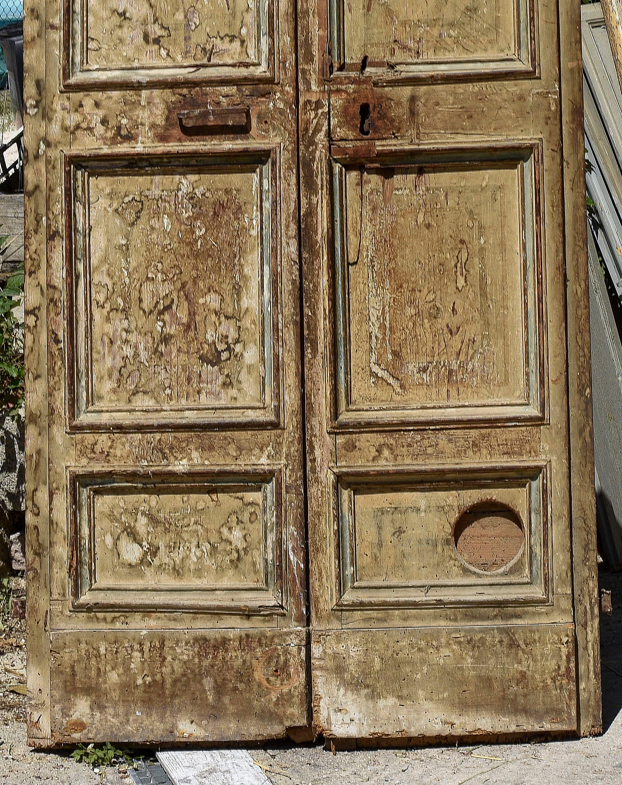 Two-leaf door with 4 panels in solid wood, 16th century 1363205