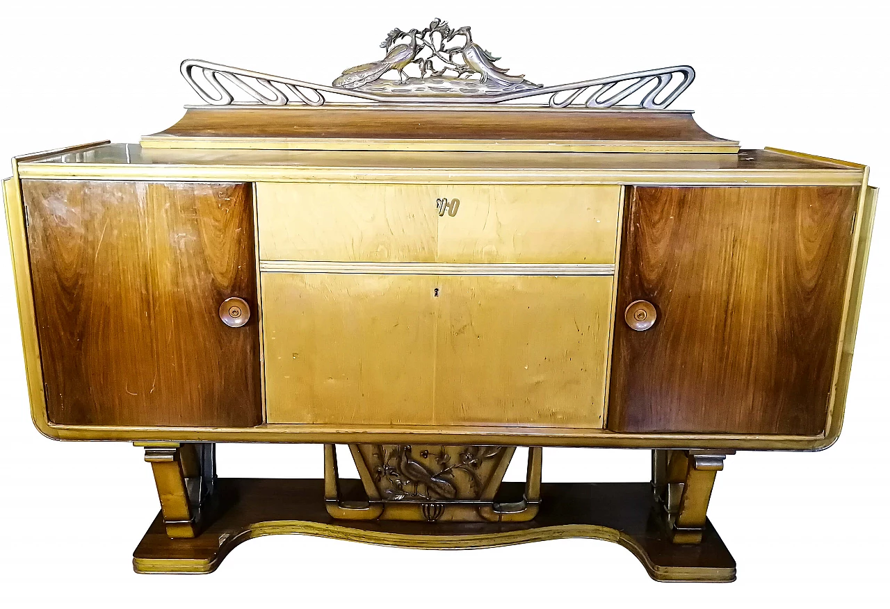 Art Deco sideboard with bar cabinet in walnut and maple, 20s 1363241