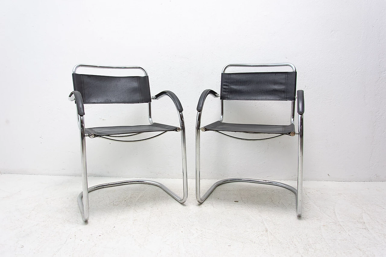 Pair of tubular steel Cantilever armchairs, 1970s 1364039