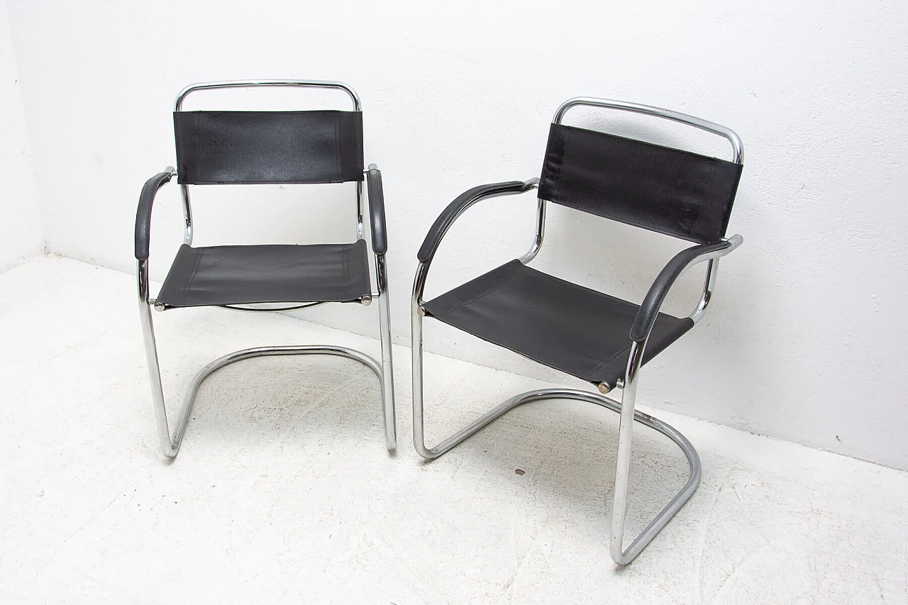 Pair of tubular steel Cantilever armchairs, 1970s 1364041
