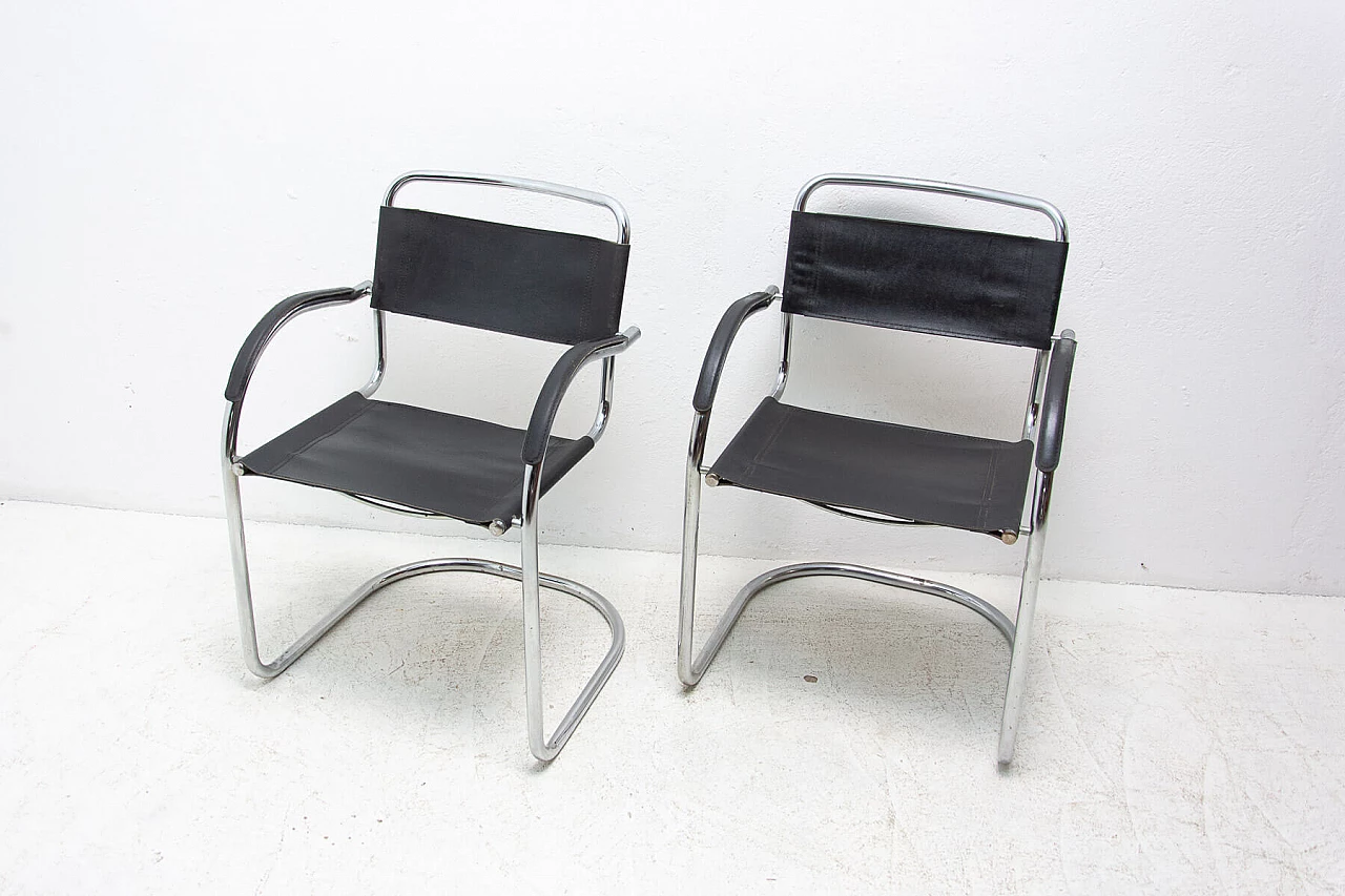Pair of tubular steel Cantilever armchairs, 1970s 1364044