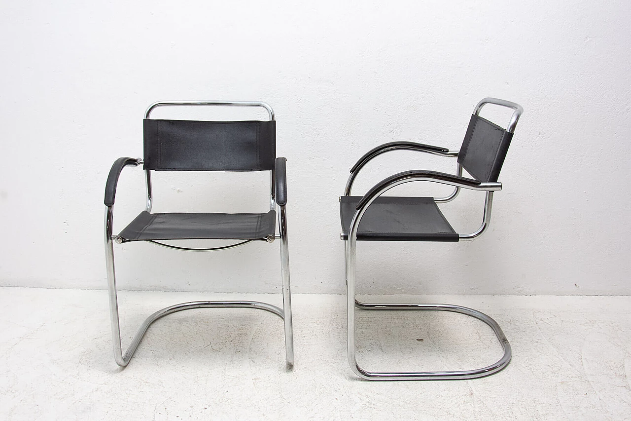 Pair of tubular steel Cantilever armchairs, 1970s 1364045
