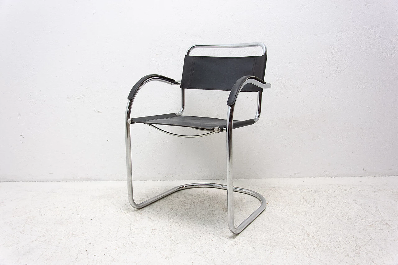 Pair of tubular steel Cantilever armchairs, 1970s 1364049