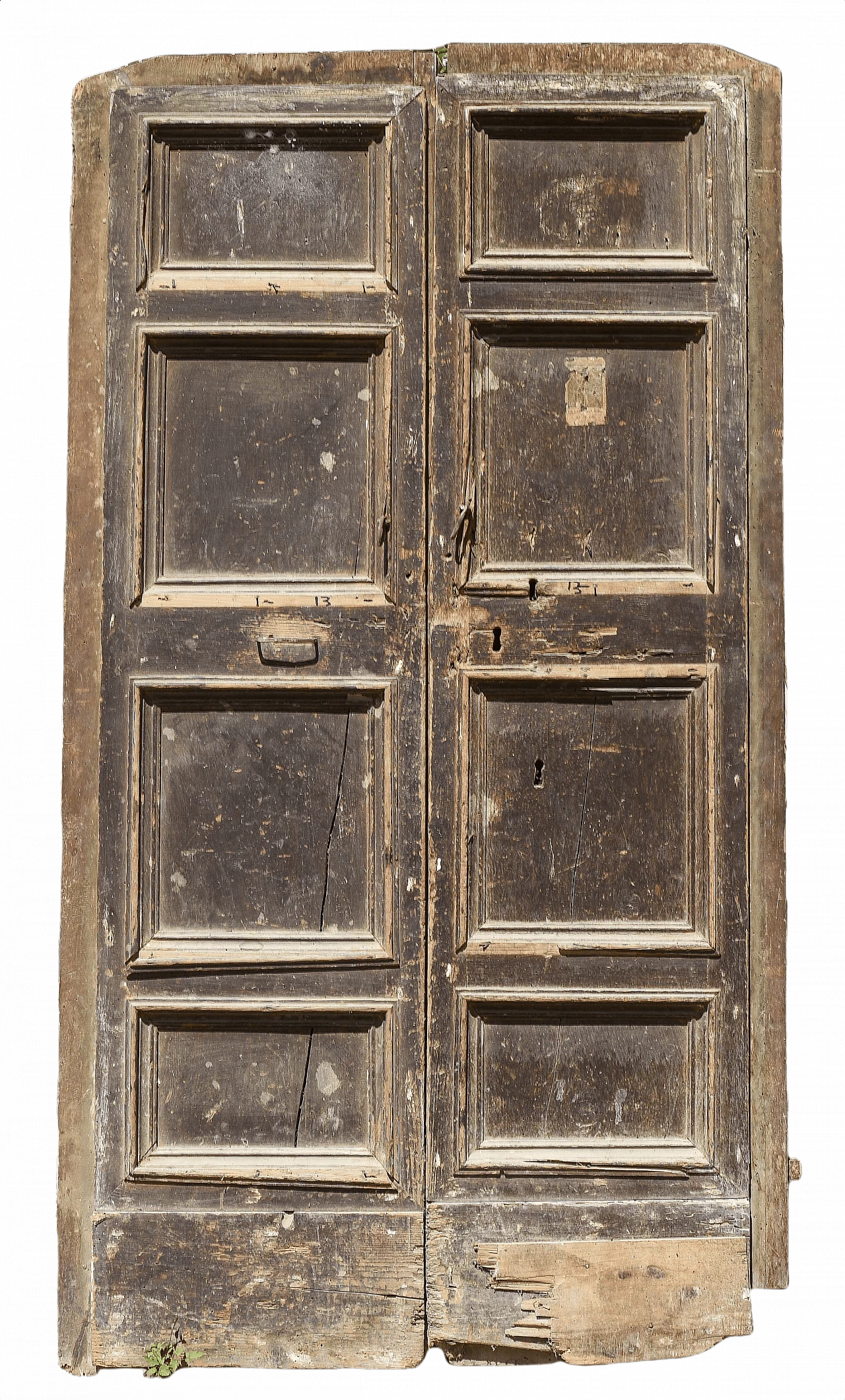 Two leaf door with 4 panels in spruce, 16th century 1364246