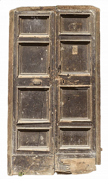 Two leaf door with 4 panels in spruce, 16th century