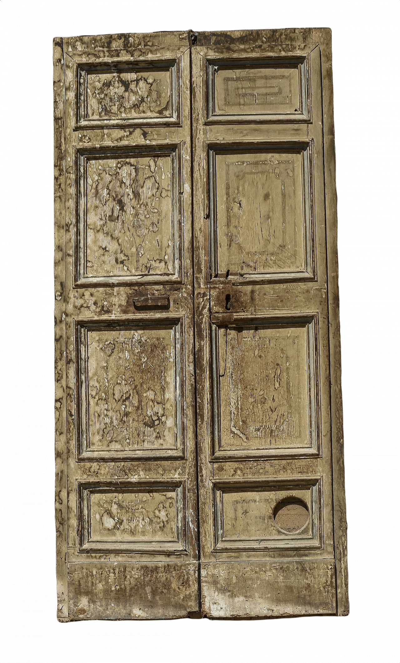 Two-leaf door with 4 panels in solid wood, 16th century 1364247