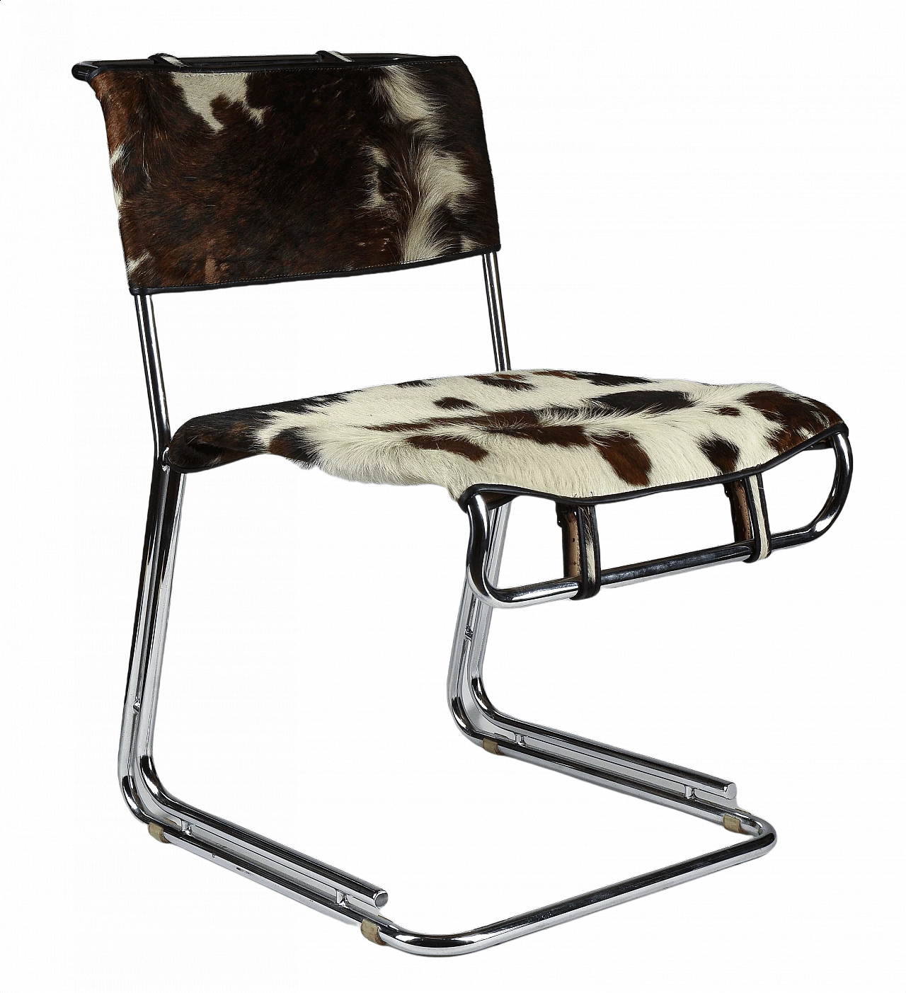 Chair in steel and leather, 60s 1364334