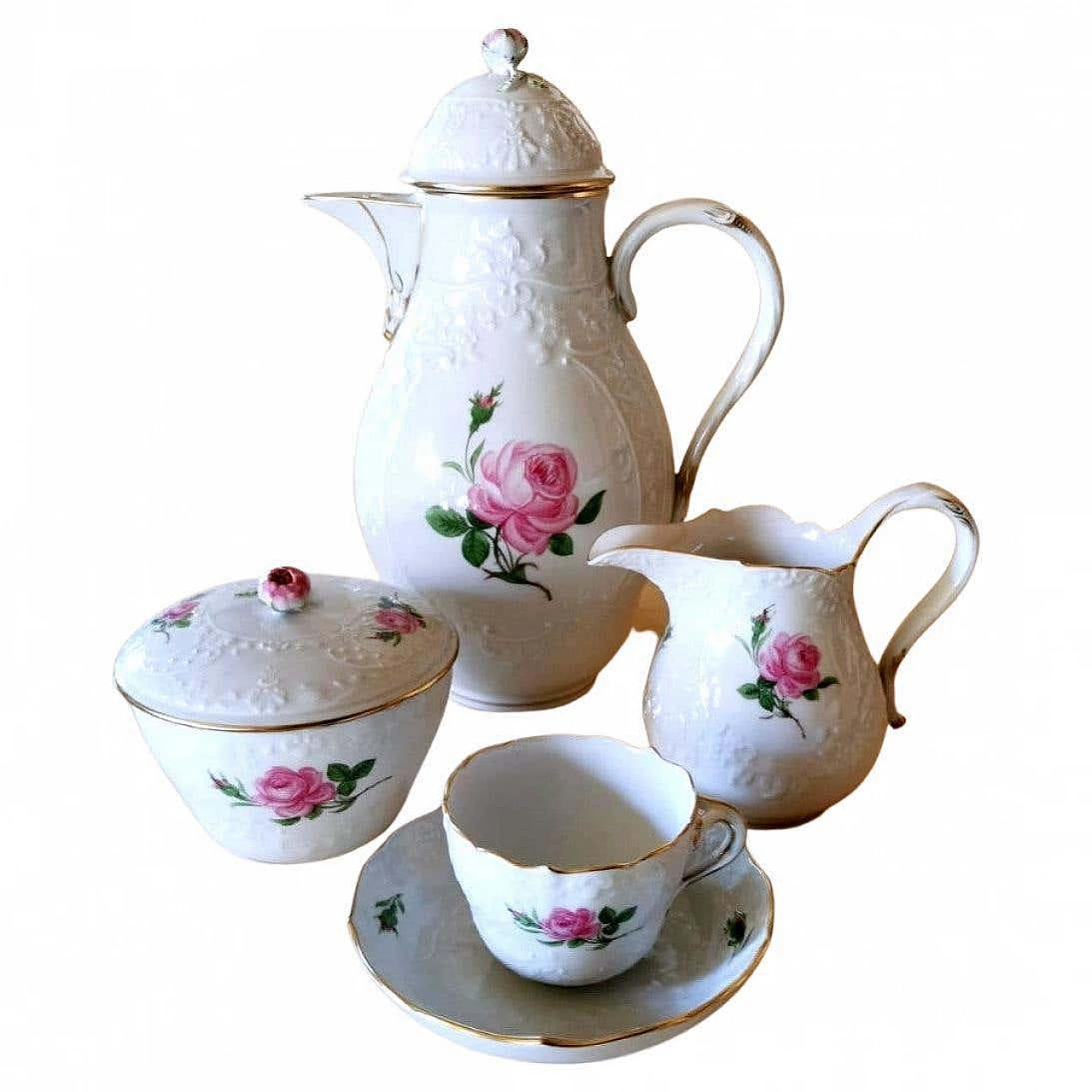 Set da caffè in stile Biedermeier in porcellana dipinta a mano di Meissen, anni '30 1364460