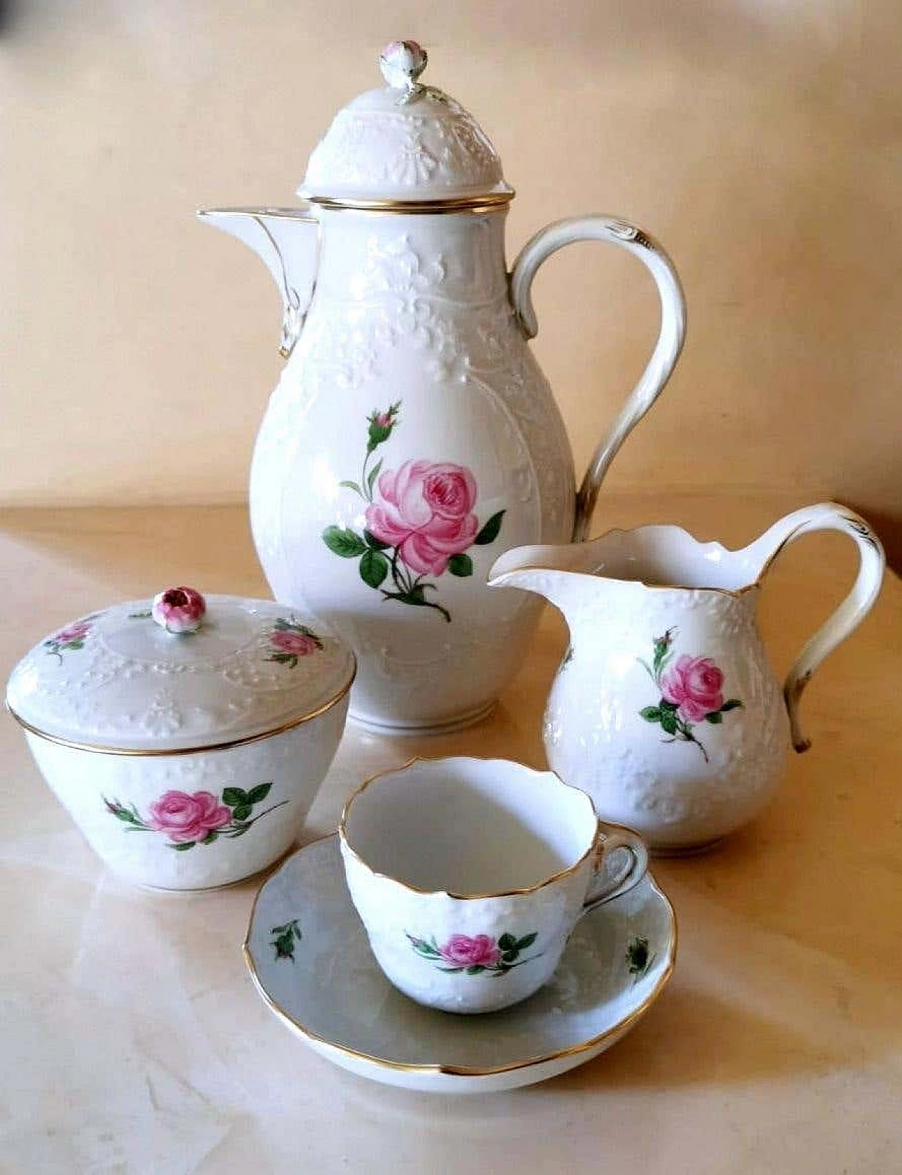 Set da caffè in stile Biedermeier in porcellana dipinta a mano di Meissen, anni '30 1364461