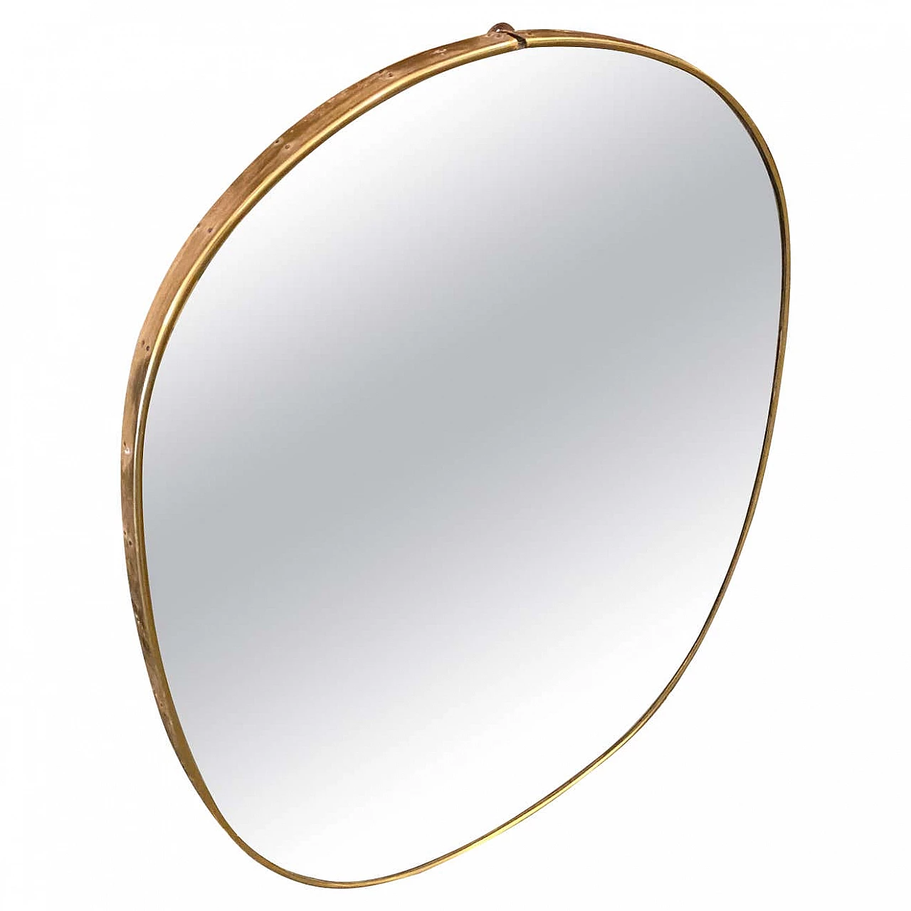 Oval wall mirror in the style of Gio Ponti in brass, 50s 1364565