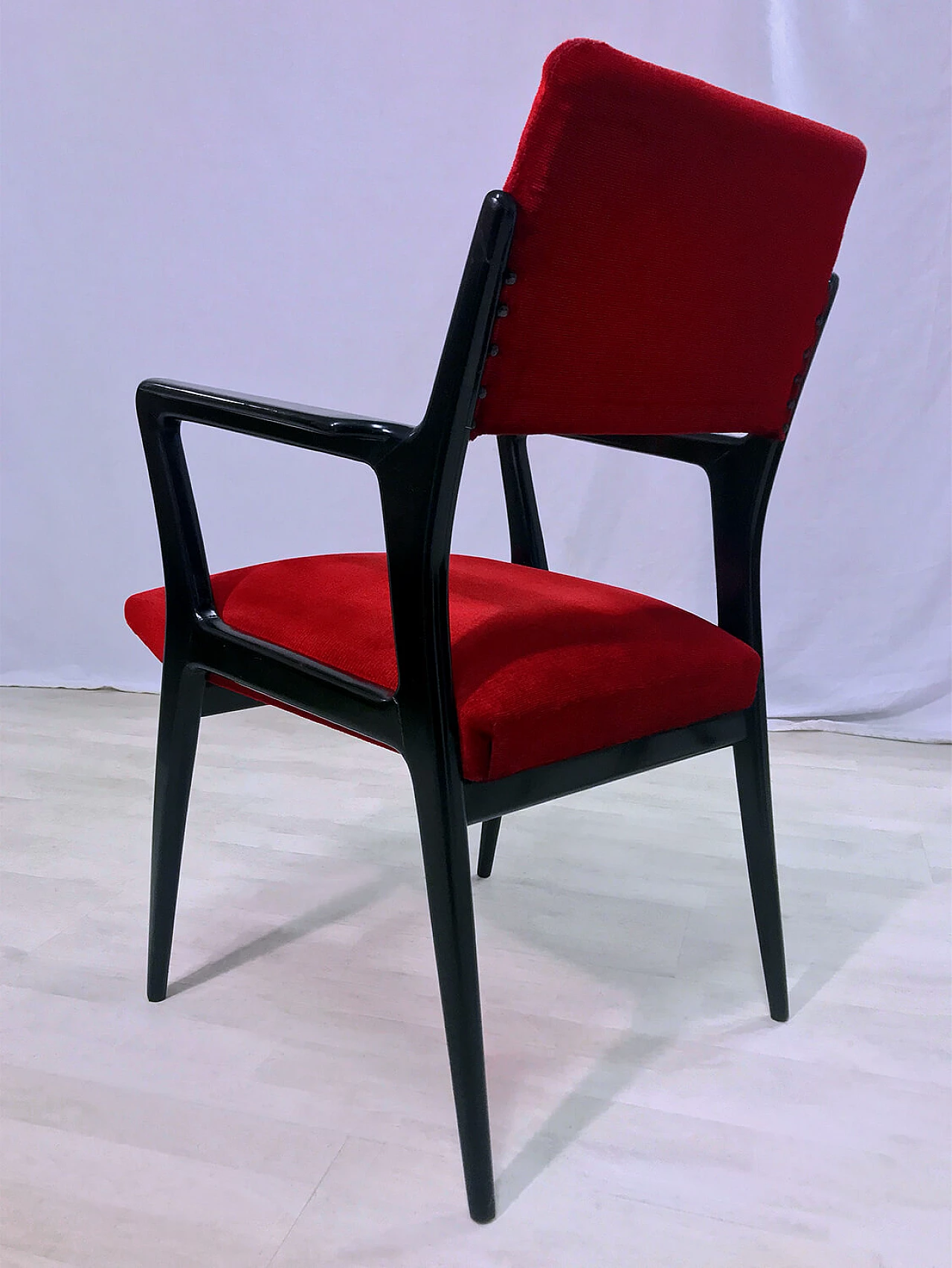 Pair of red velvet armchairs, 1950s 1364783