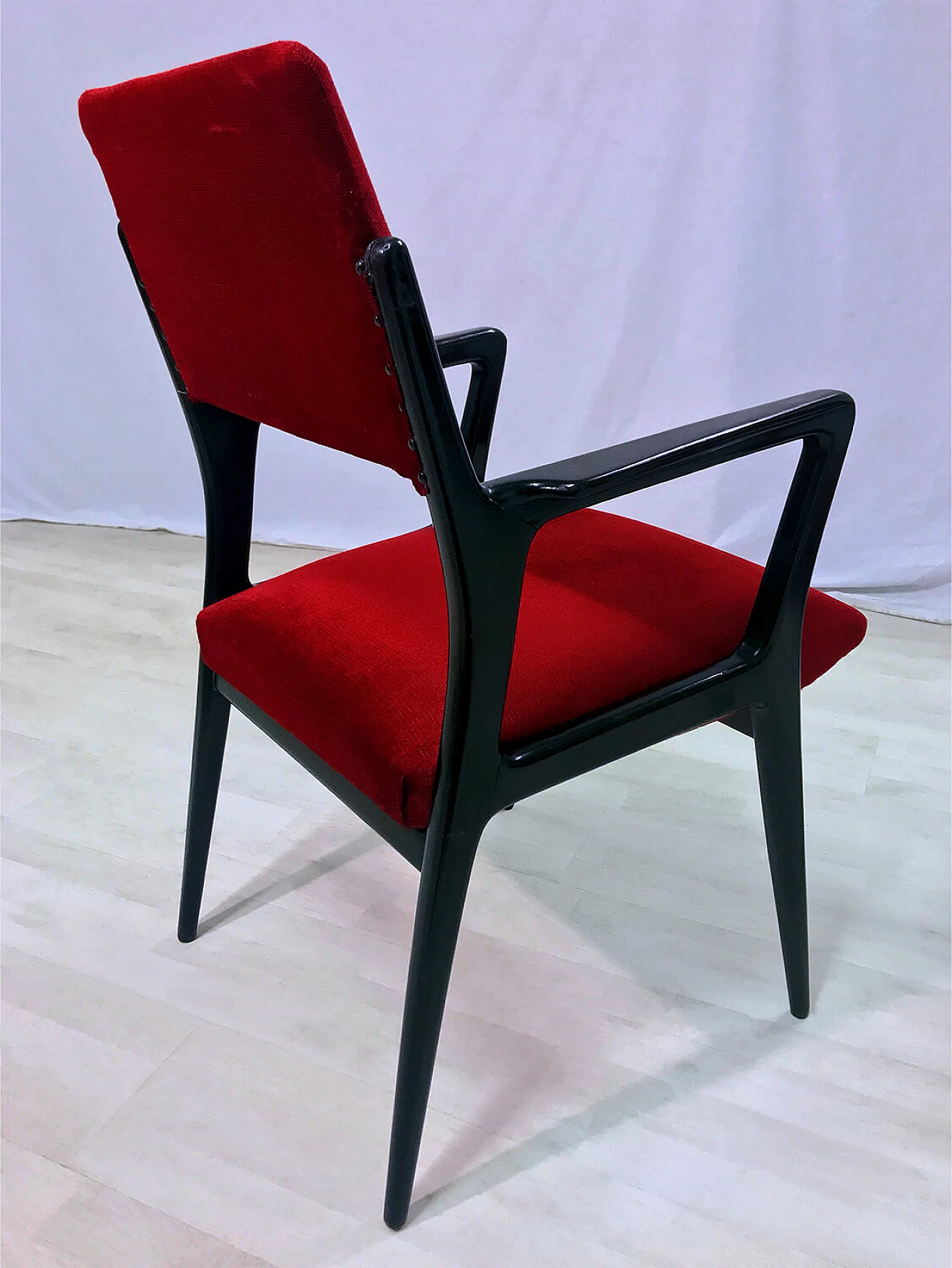 Pair of red velvet armchairs, 1950s 1364784