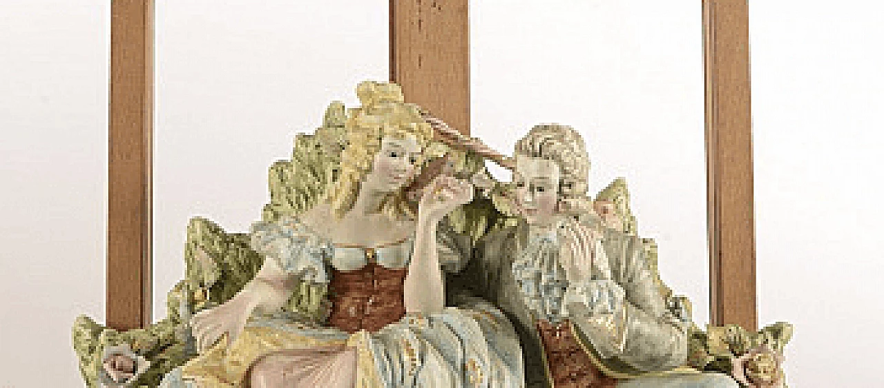 Sculptural group depicting two lovers in 18th century ceramic costumes 1364792