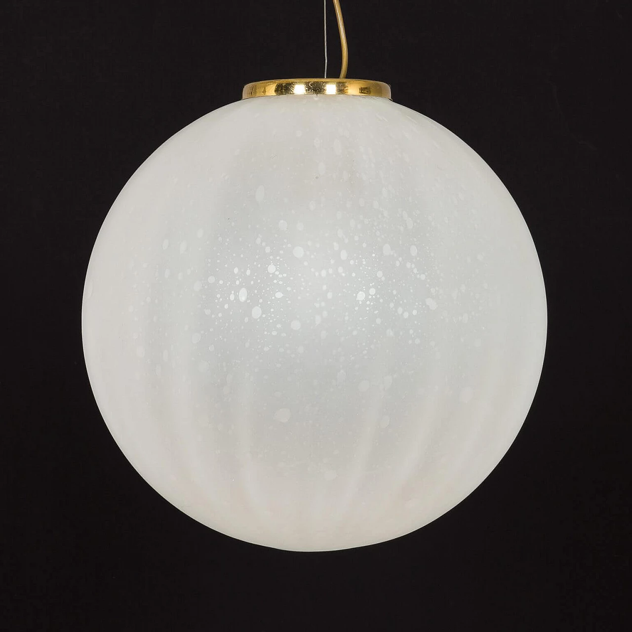 Murano glass handblown frosted drop pendant with brass details, 1970s 1364973