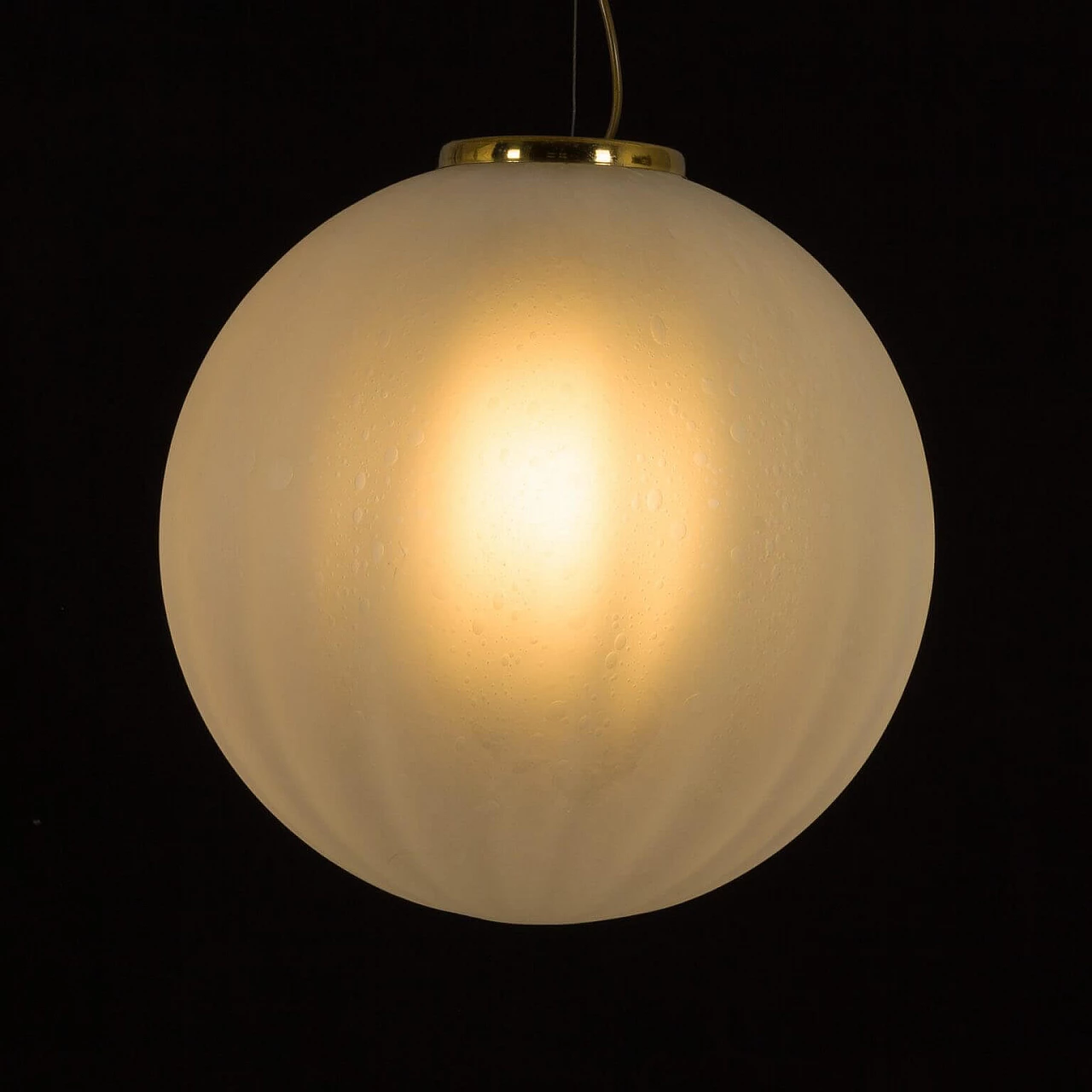 Murano glass handblown frosted drop pendant with brass details, 1970s 1364974