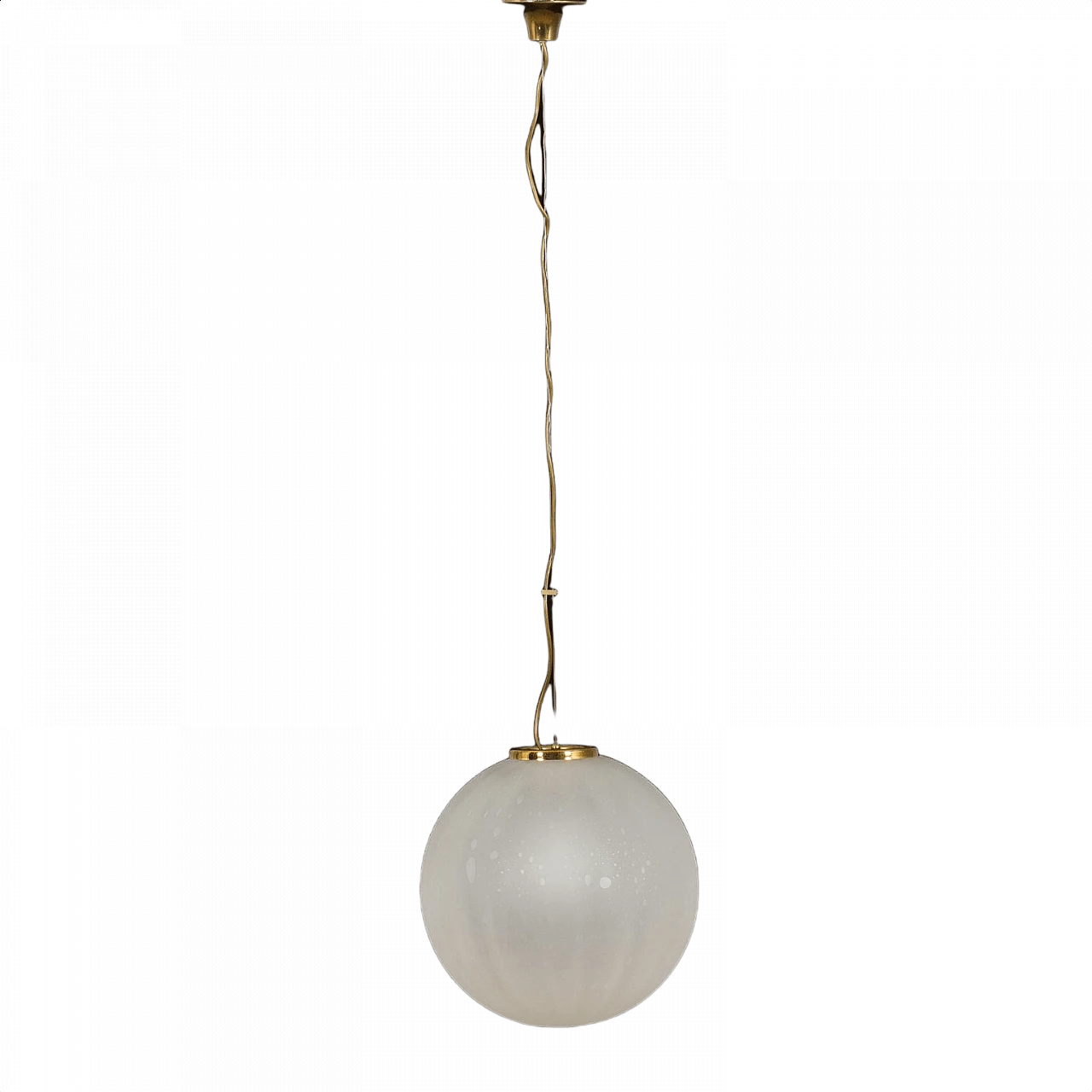 Murano glass handblown frosted drop pendant with brass details, 1970s 1364977